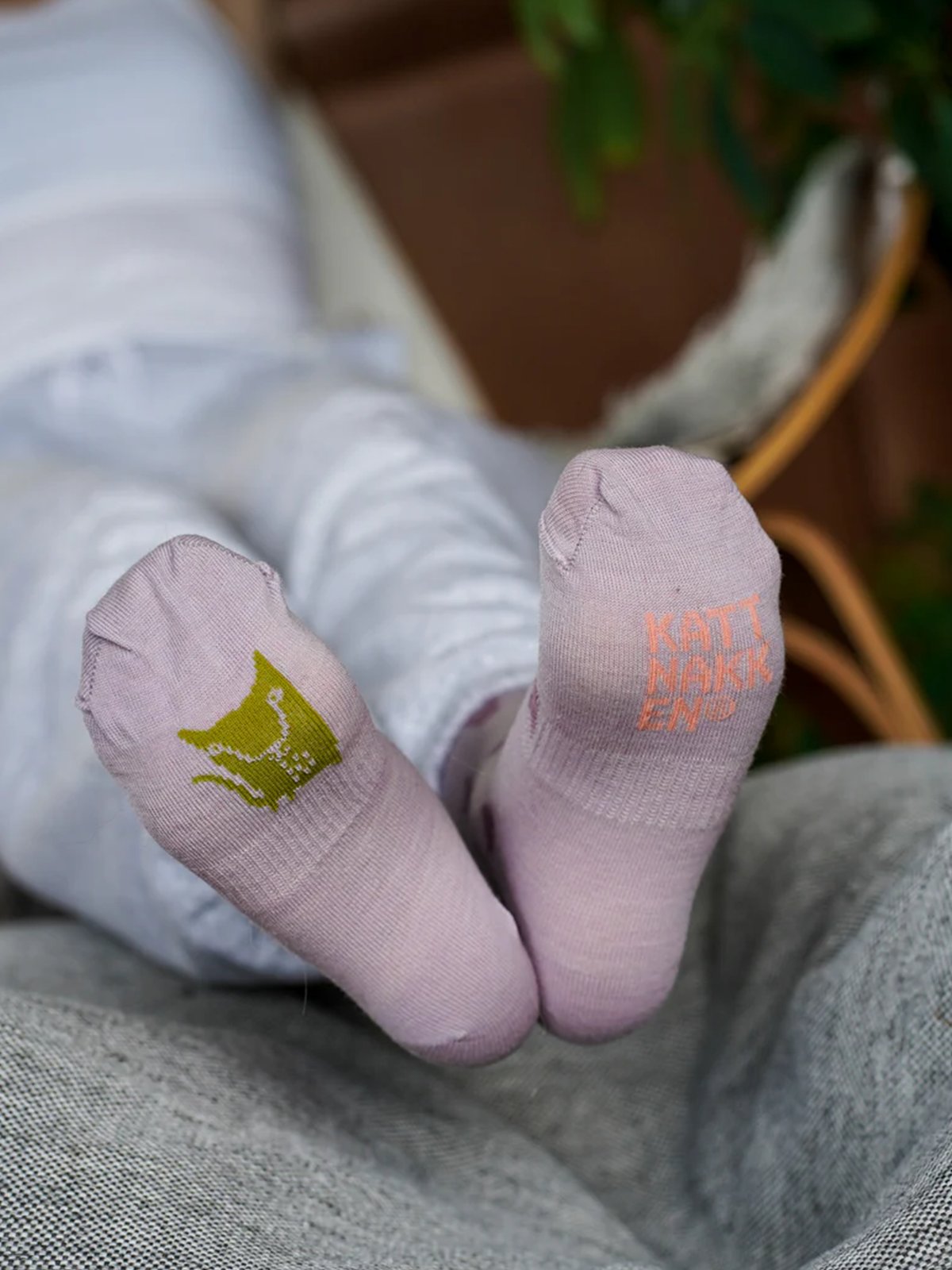 Kattnakken Ullsokk 3-pakk med mønster Barn Fiol