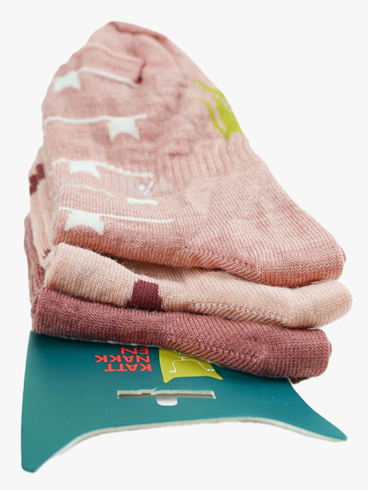 Kattnakken Ullsokk 3-pakk med mønster Barn Kjærleik