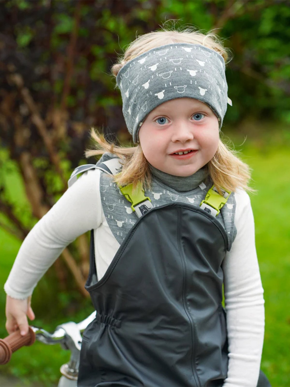 Kattnakken Panneband barn - Tynn ull Grå Melert