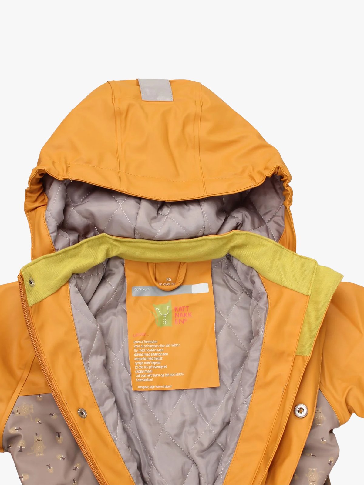 Kattnakken Babyregndress Pytt Gul