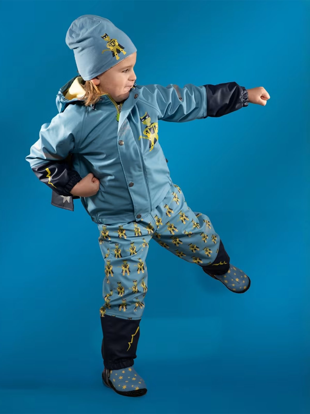 Kattnakken Regnsett Plask Superhelt Superblå