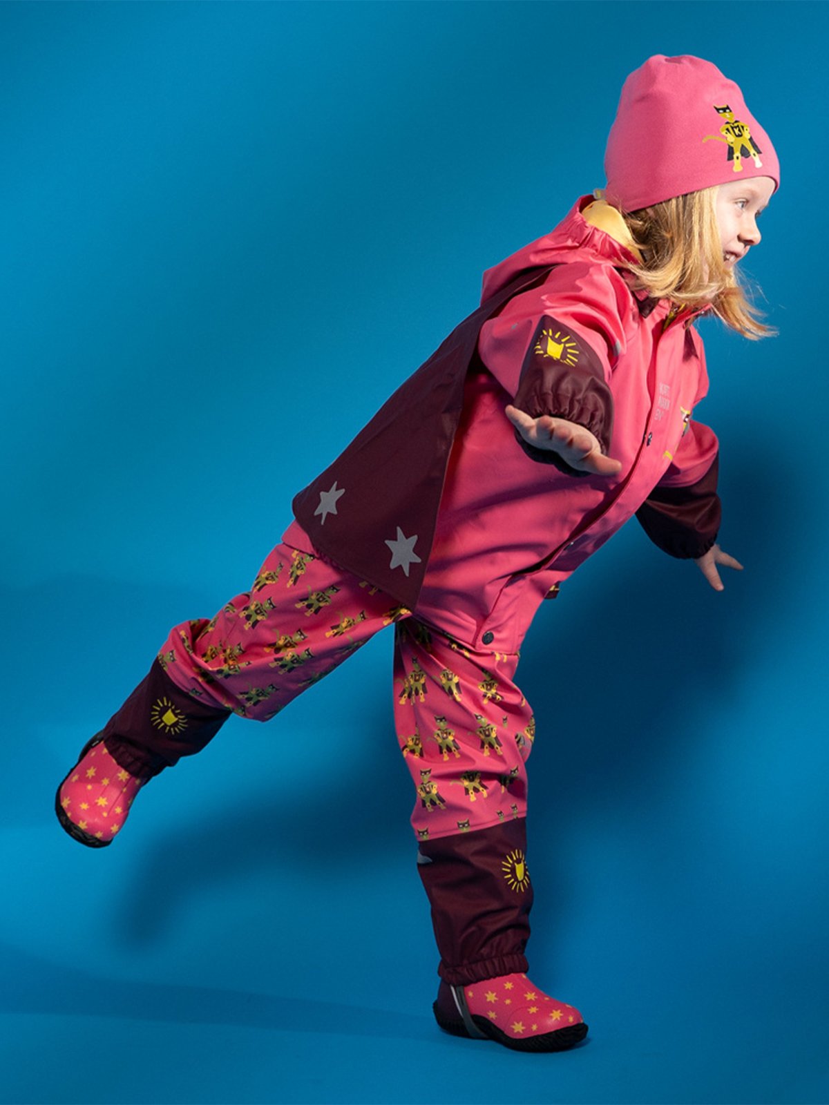 Kattnakken Regnsett Plask Superhelt Superrosa