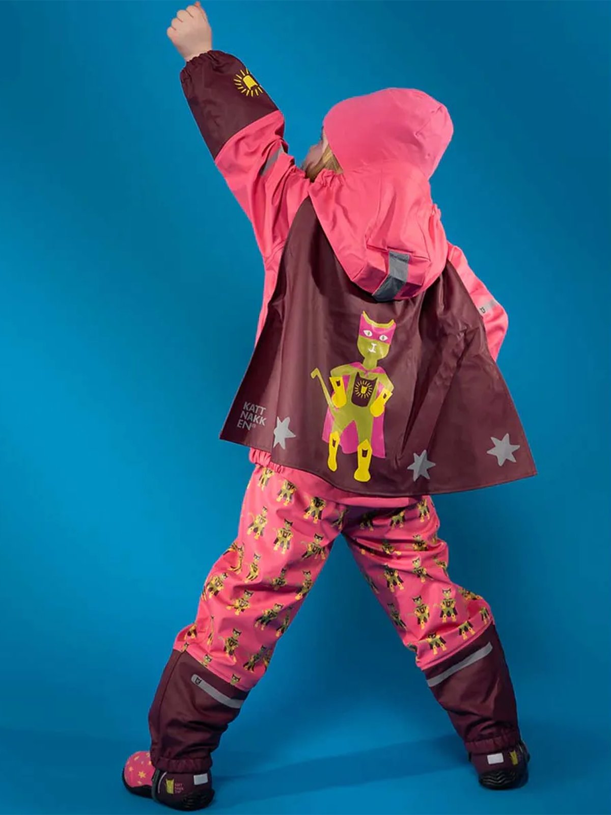 Kattnakken Regnsett Plask Superhelt Superrosa