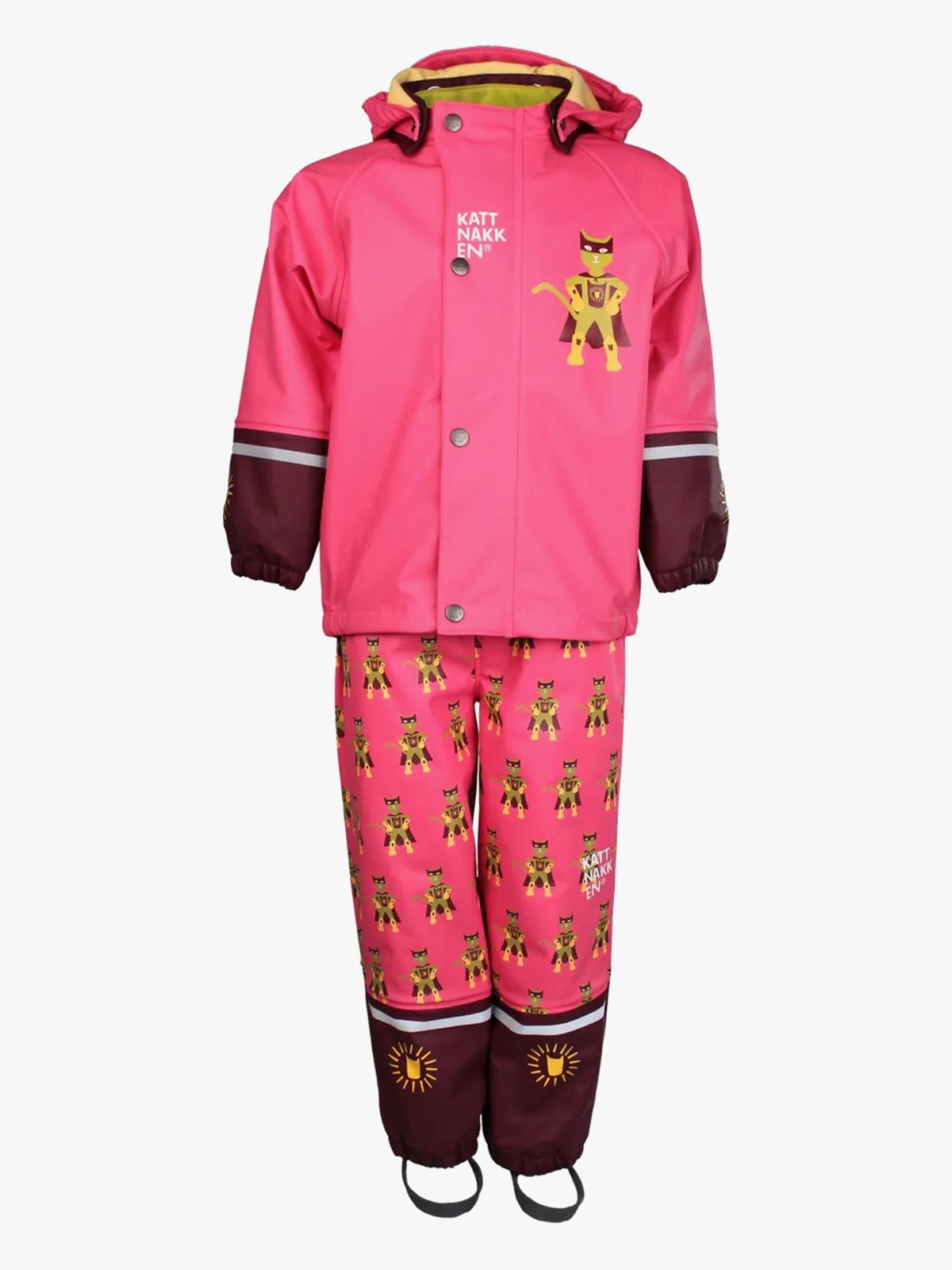 Kattnakken Regnsett Plask Superhelt Superrosa