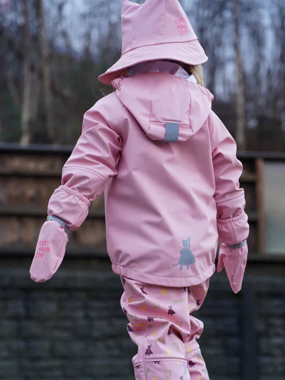 Kattnakken Regnsett Plask Rosa Krystall