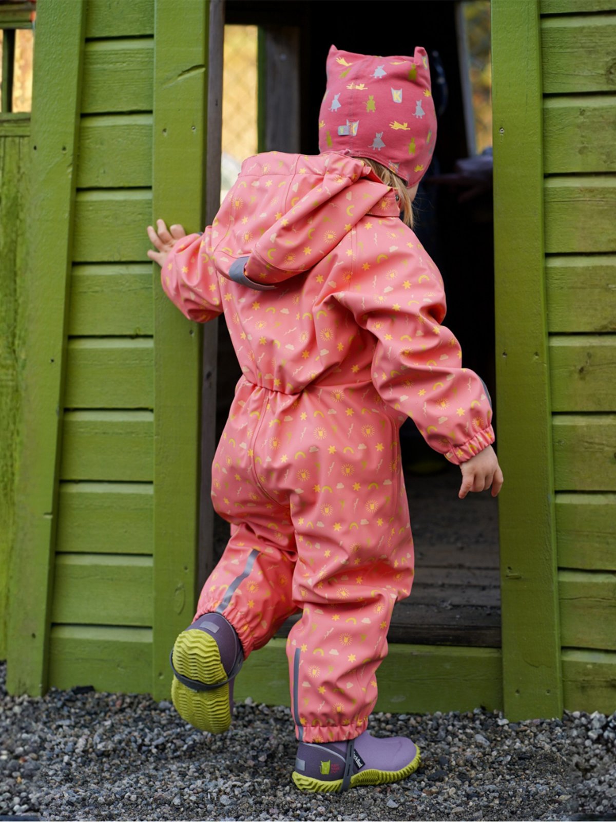 Kattnakken Babyregndress Dugg Stokkrose