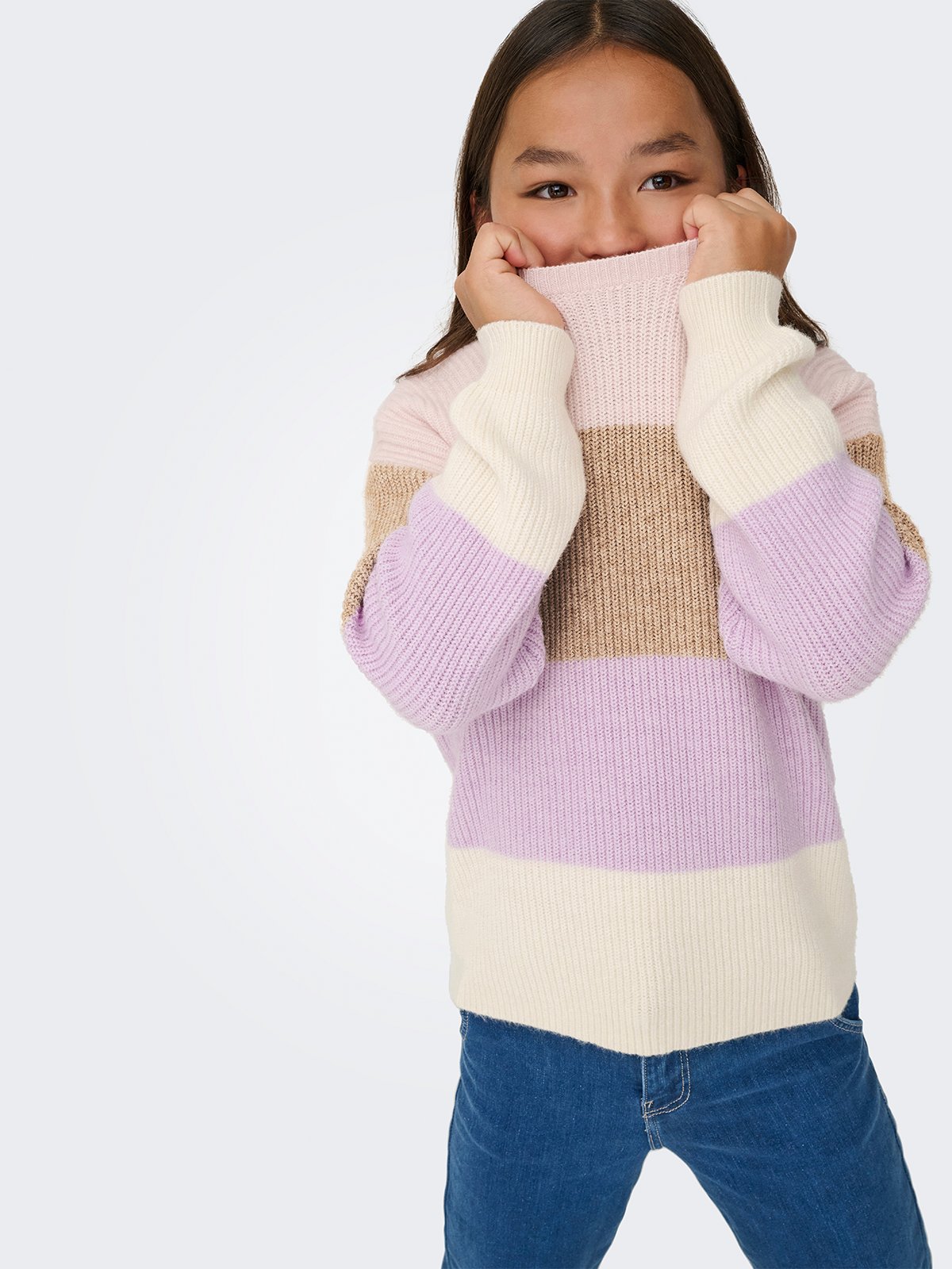 Kids Only Sandy Long Sleeve Stripe Pullover Knit Sepia Rose