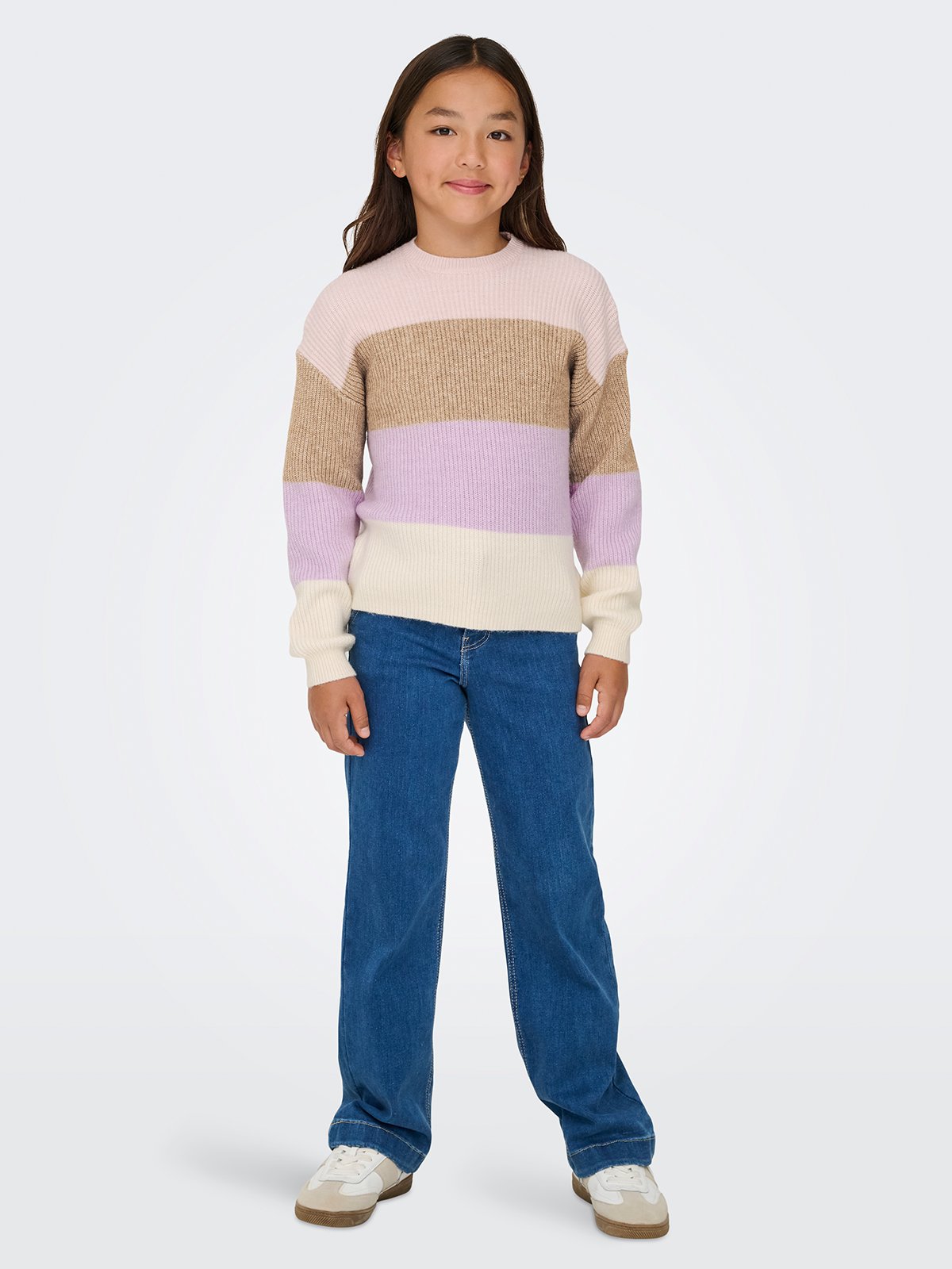Kids Only Sandy Long Sleeve Stripe Pullover Knit Sepia Rose