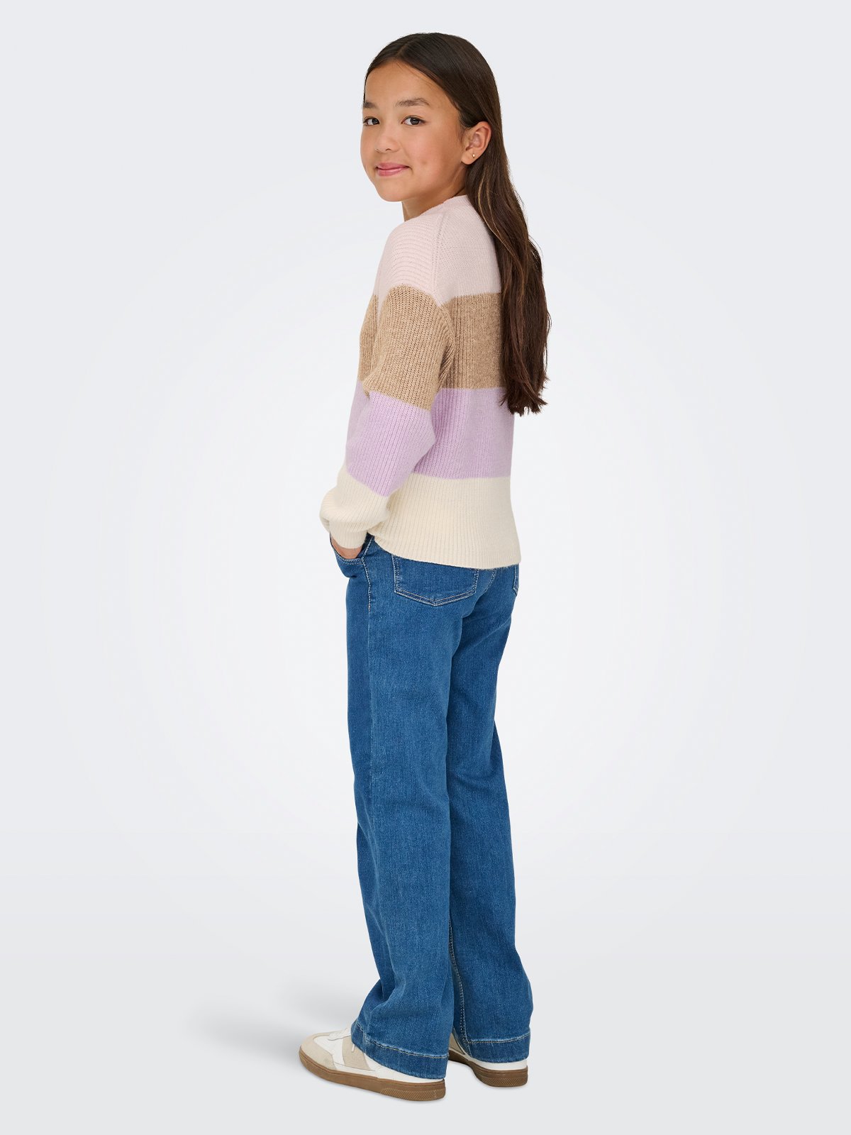 Kids Only Sandy Long Sleeve Stripe Pullover Knit Sepia Rose