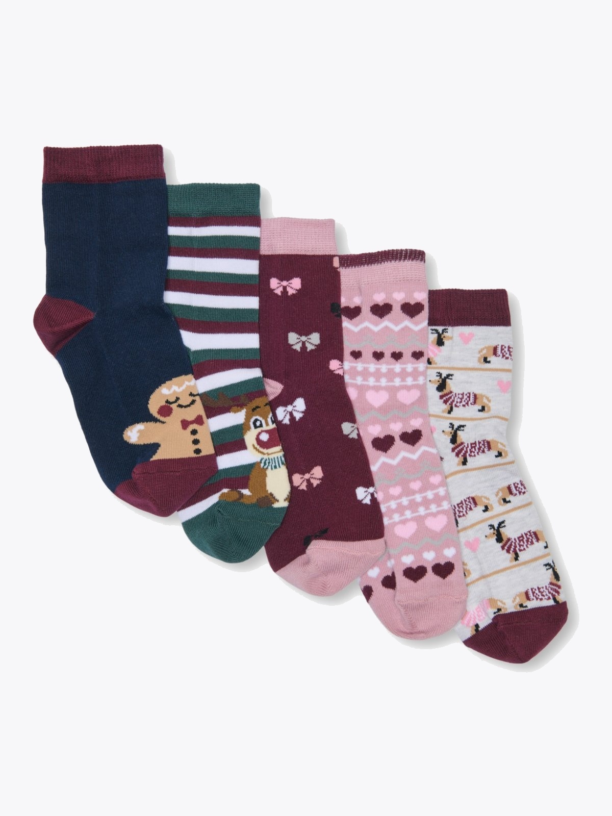 Kids Only Christmas 5-Pack Socks In A Box Cabernet Multi