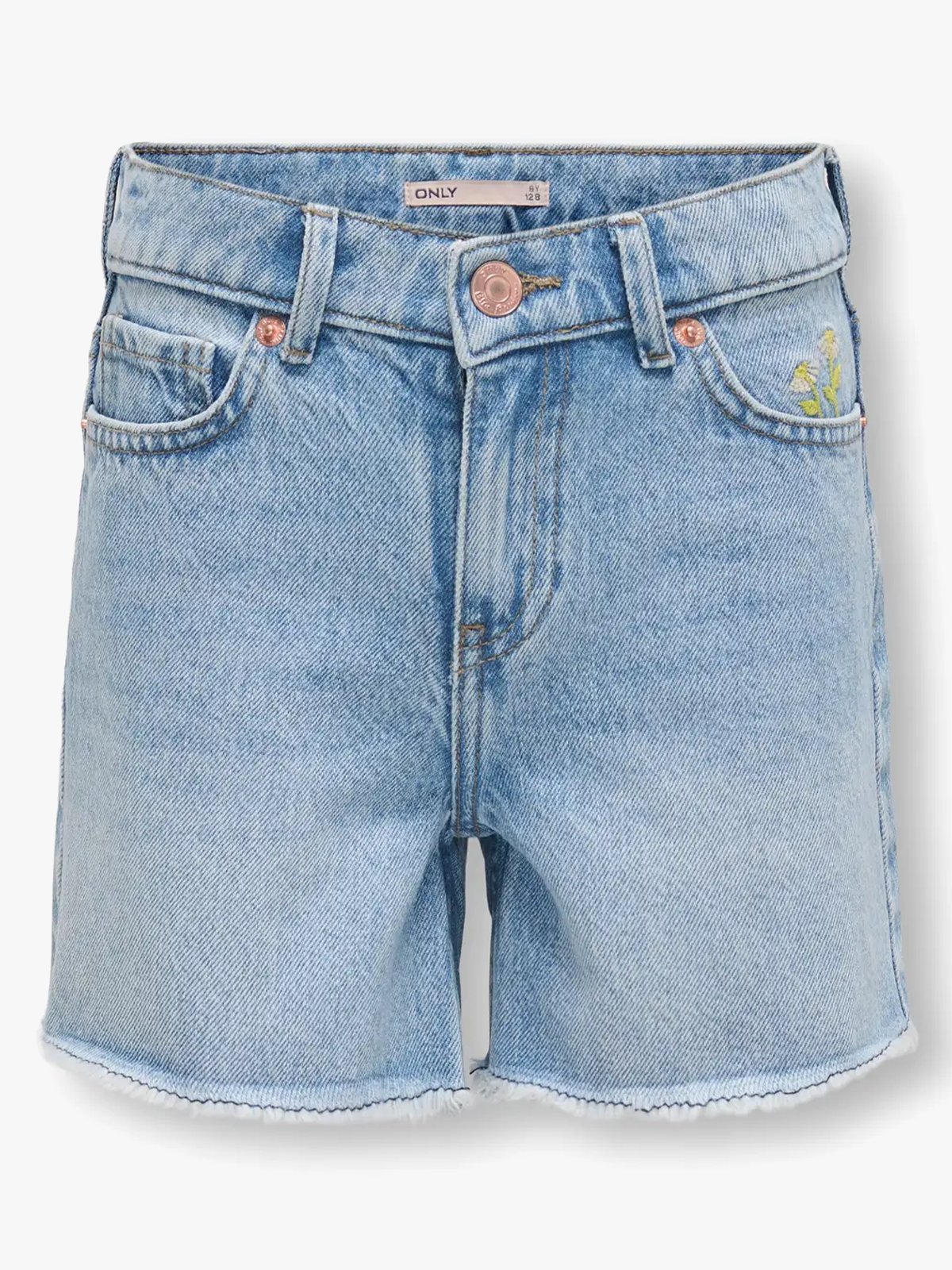 Kids Only Pacy Daisy Embroidery Denim Shorts Light Blue Denim