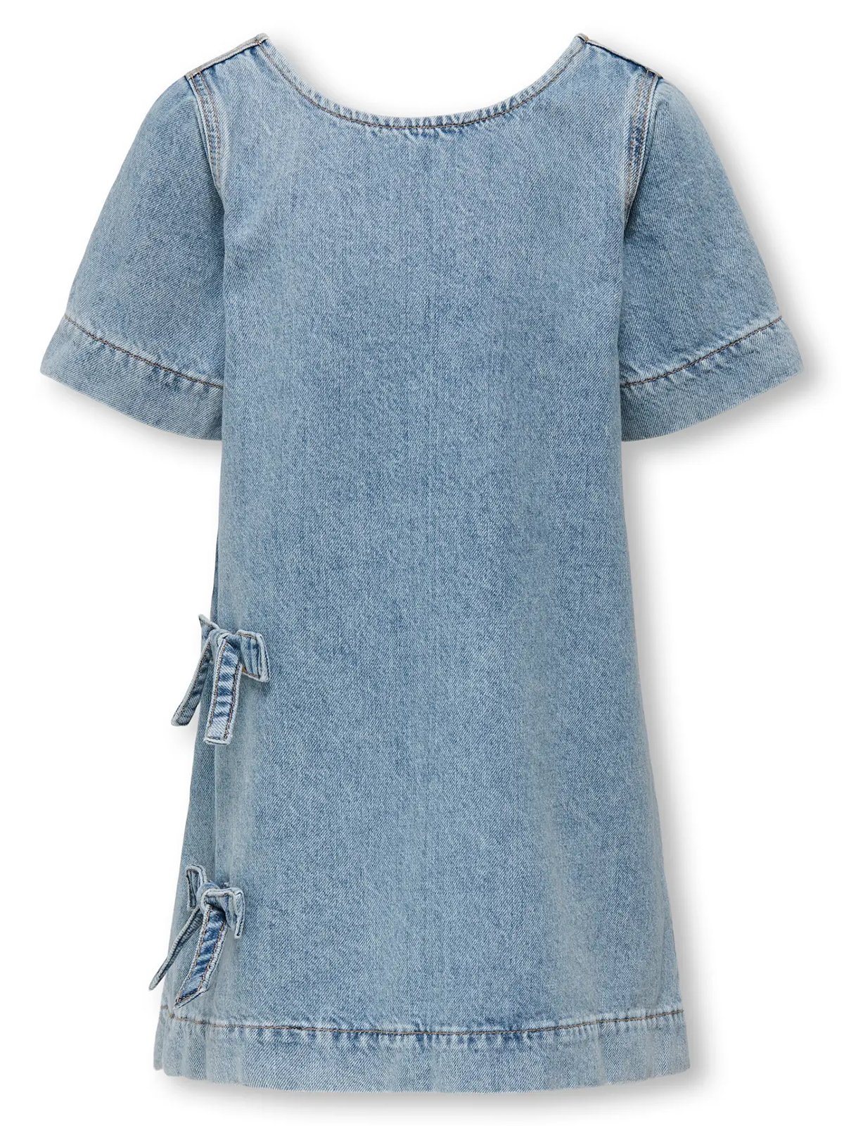 Kids Only Gigi Bow Short Sleeve A-Shape Dress Denim Light Blue Denim
