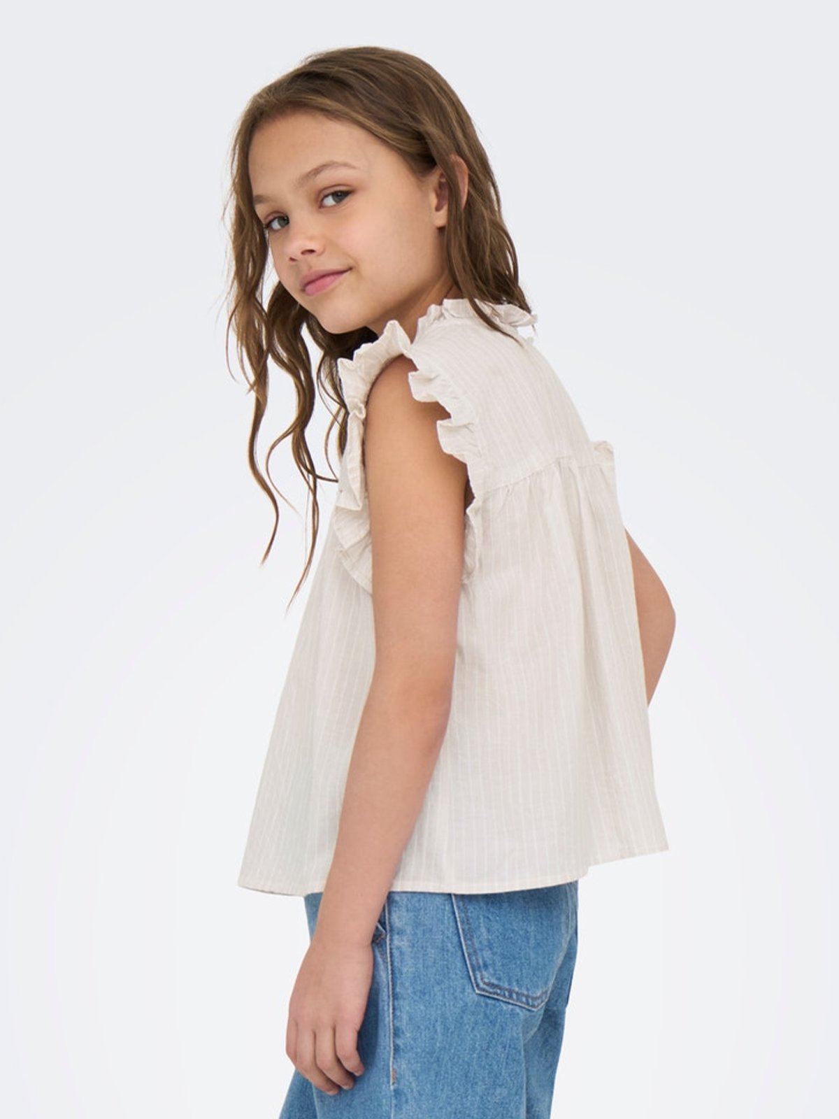 Kids Only Daimi Sleeveless Detail Top Woven Feather Gray