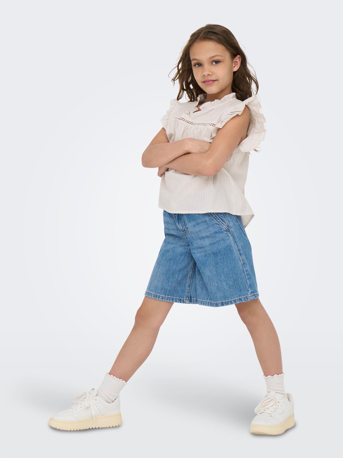 Kids Only Daimi Sleeveless Detail Top Woven Feather Gray