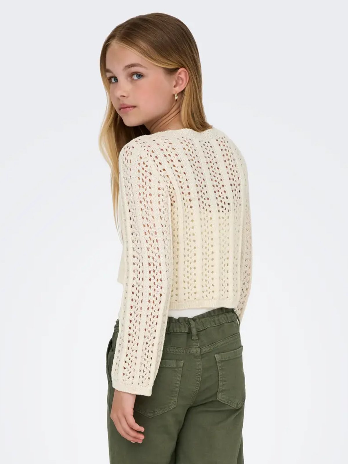 Kids Only Marina Life Long Sleve Crop V-Neck Tie Knit Birch
