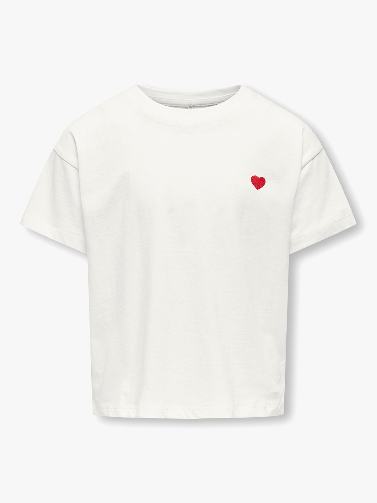 Kids Only Maiken Life Cropheart Short Sleeve Top Cloud Dancer