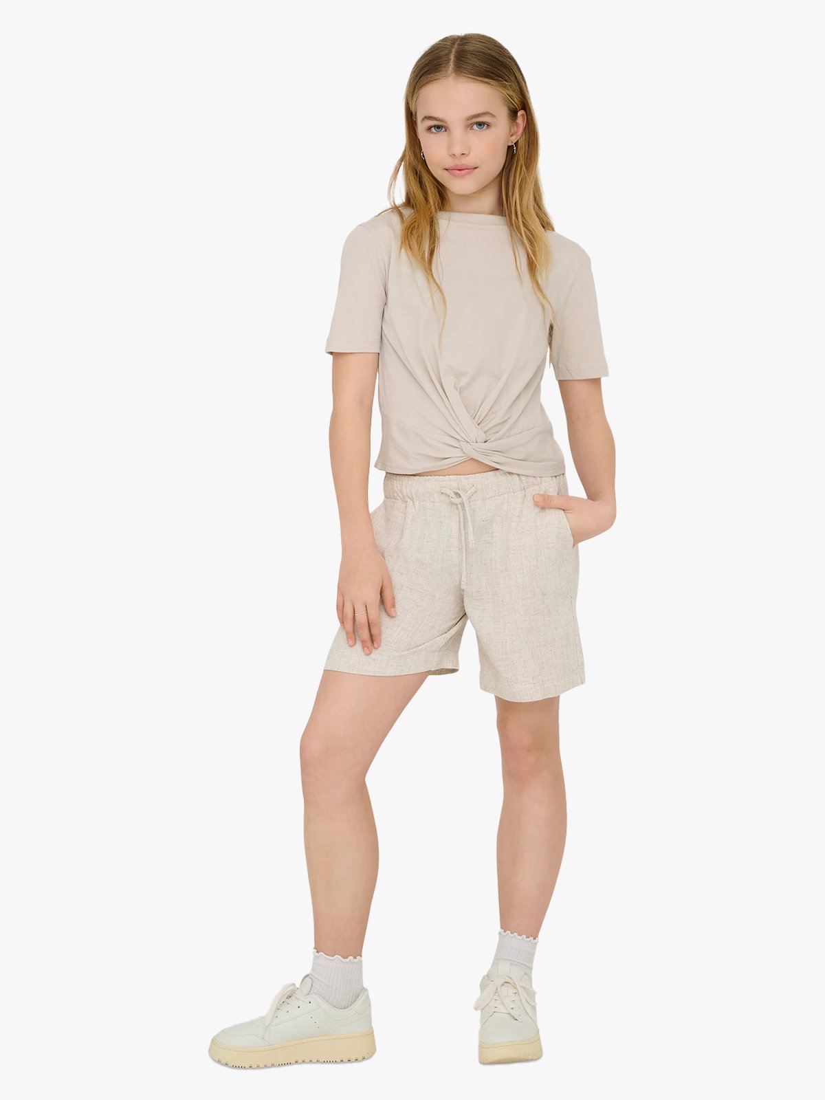 Kids Only Siesta Pull-Up Linen Blend Shorts Moonbeam