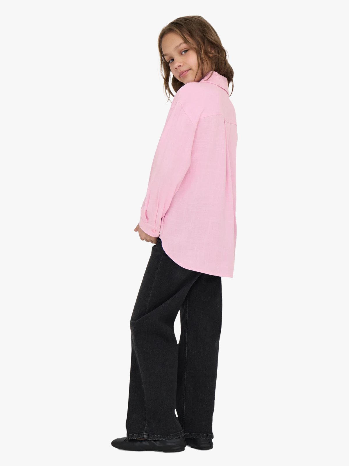 Kids Only Siesta Long Sleeve Linen Blend Oversized Shirt Pirouette