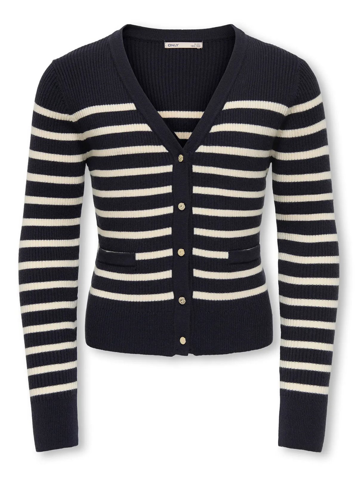 Kids Only Amy Life Long Sleeve Button Vneck Cardigan Knit Night Sky / Birch