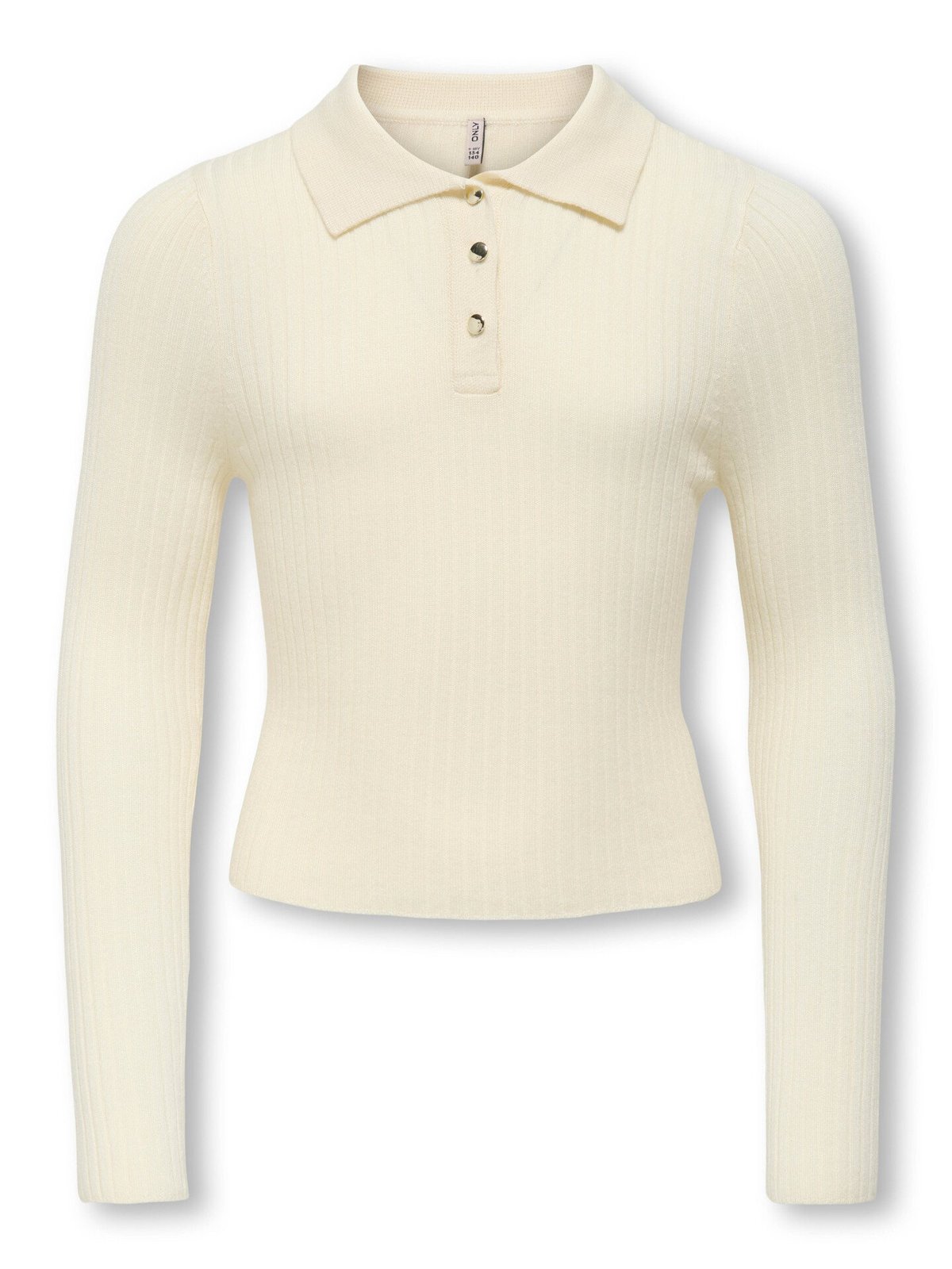 Kids Only Mila Long Sleeve Rib Button Polo Neck Knit Birch