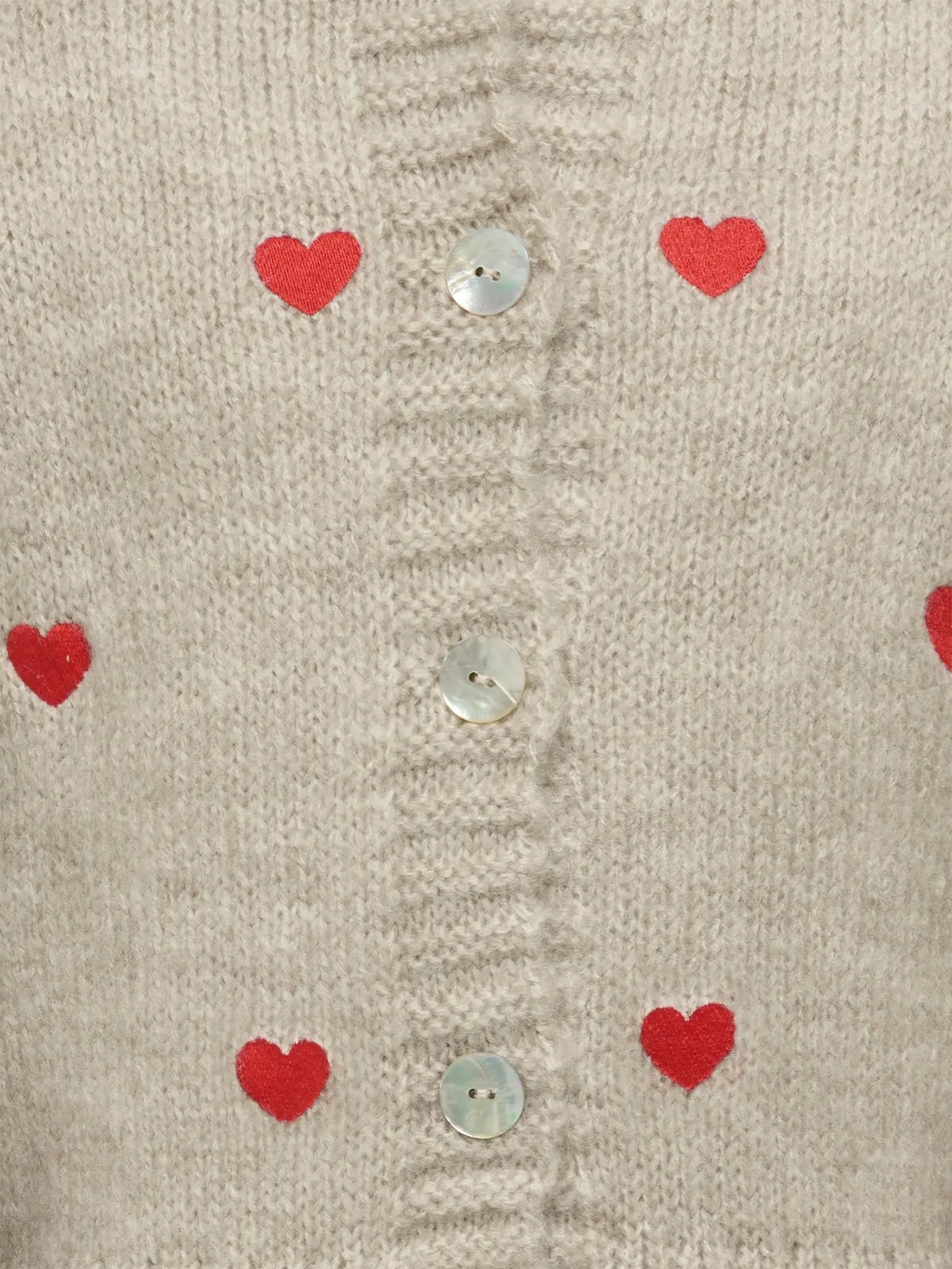 Kids Only Silla Long Sleeve O-Neck Cardigan Knit Pumice Stone Melange/EMB Hearts High Risk Red