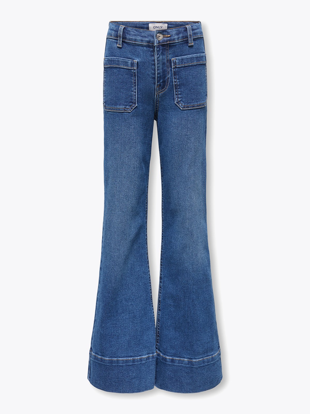 Kids Only Cypress High Waist Pocket Flared Denim Medium Blue Denim