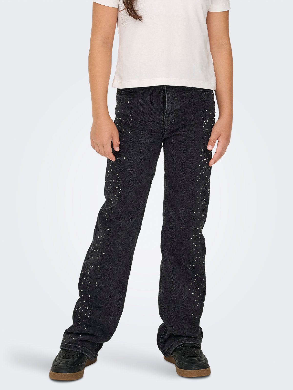 Kids Only Juicy Hight Waist Rhinestone Wide Leg Washed black