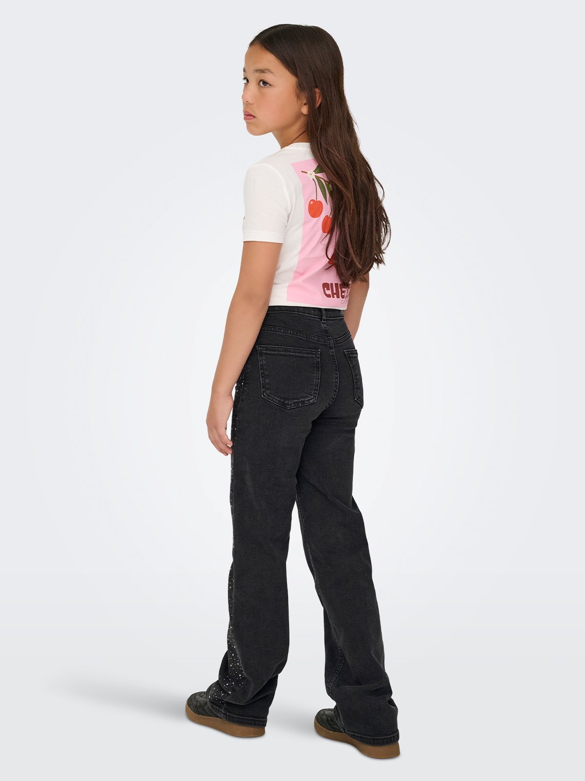 Kids Only Juicy Hight Waist Rhinestone Wide Leg Washed black