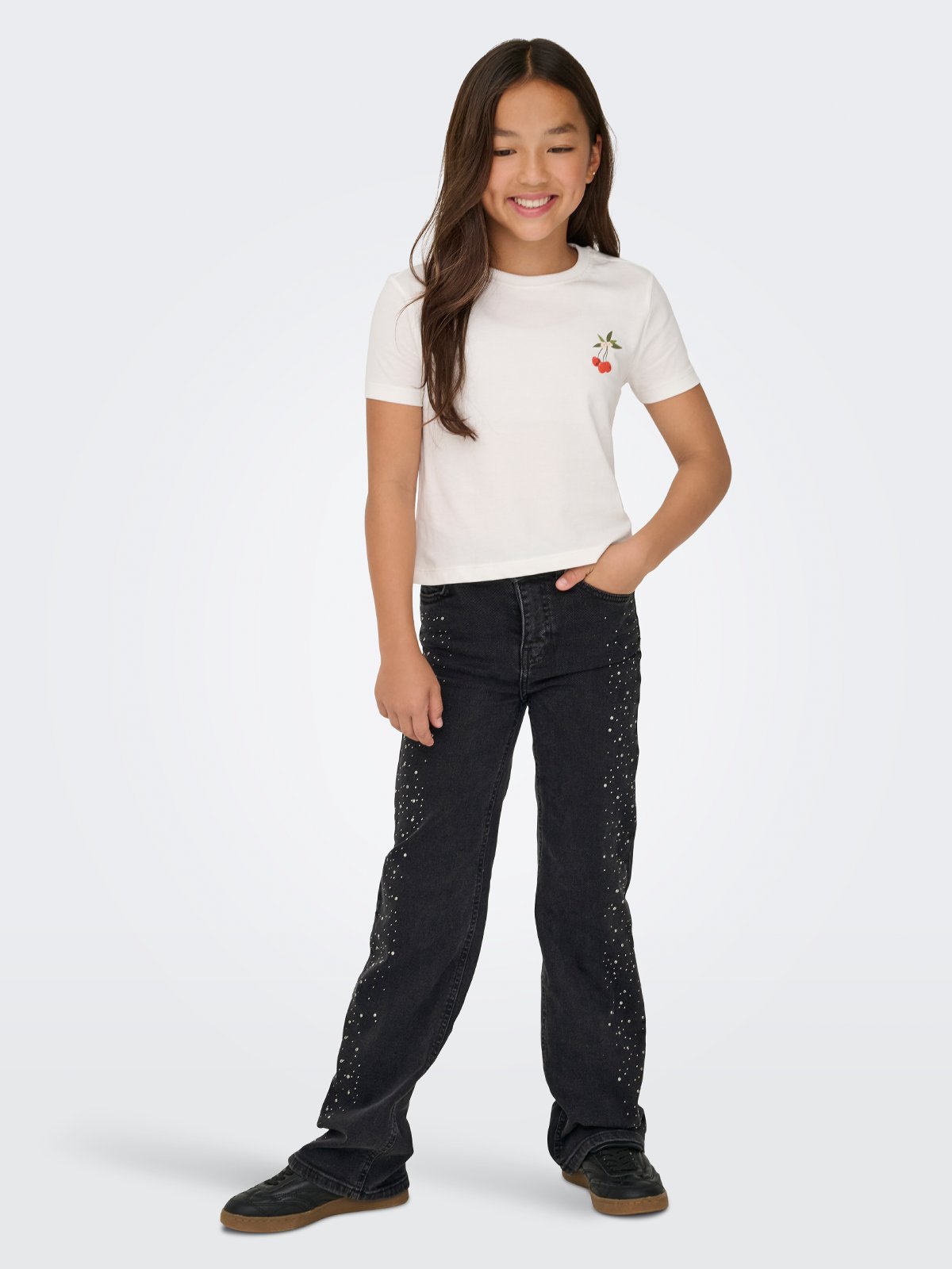 Kids Only Juicy Hight Waist Rhinestone Wide Leg Washed black