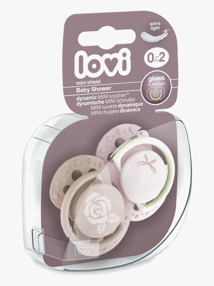 Lovi Silicone Dynamic Soother 0-2m 2pk Baby Shower Boy Rosa