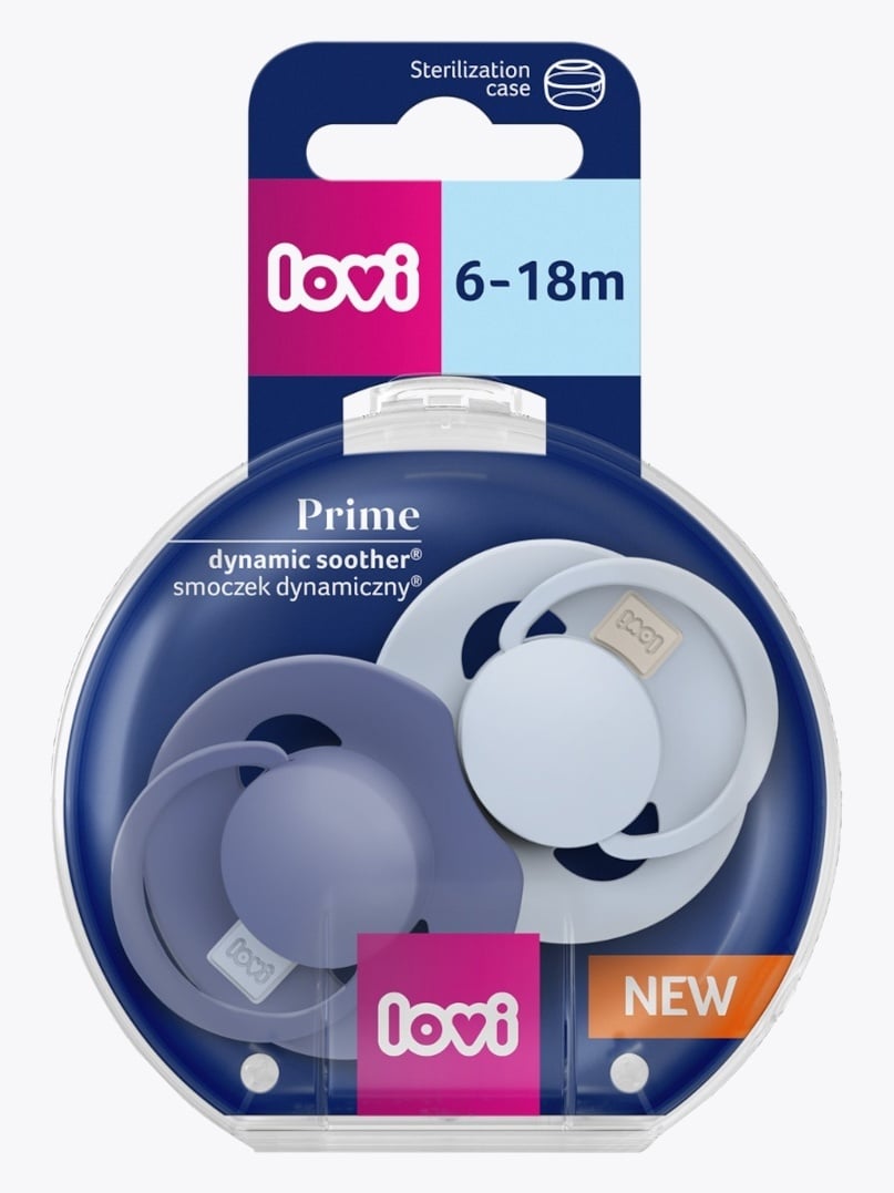 Lovi Prime Silicone Dynamic Soother 6-18m 2pk Blue Blå