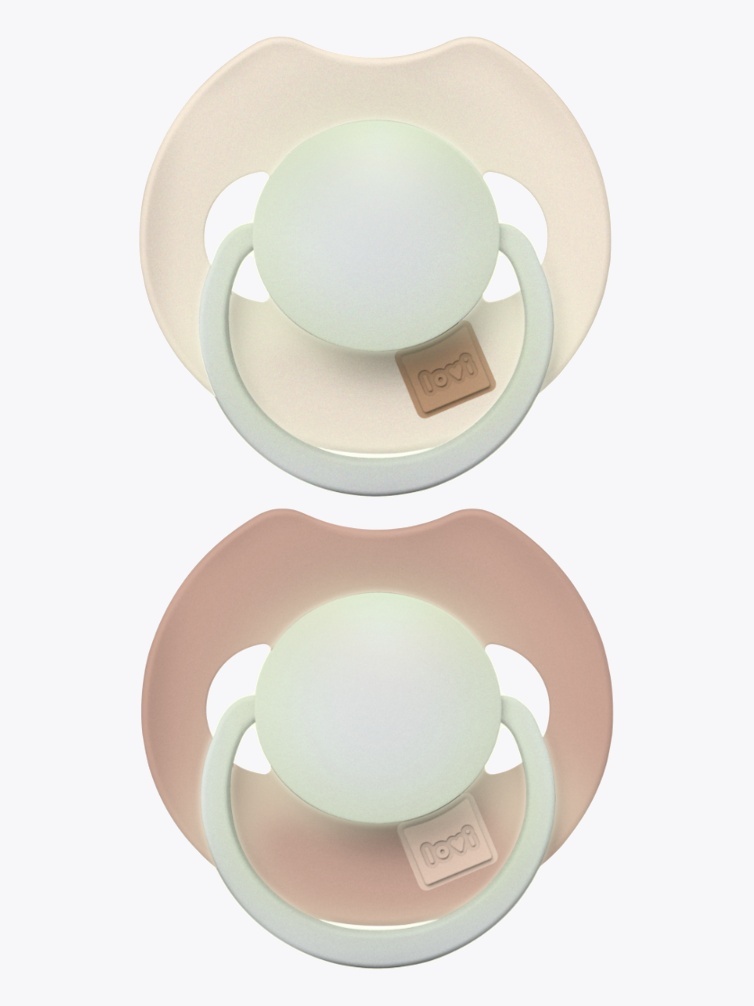 Lovi Prime Silicone Dynamic Soother 6-18m 2pk Ivory Glow Blush Glow Rosa
