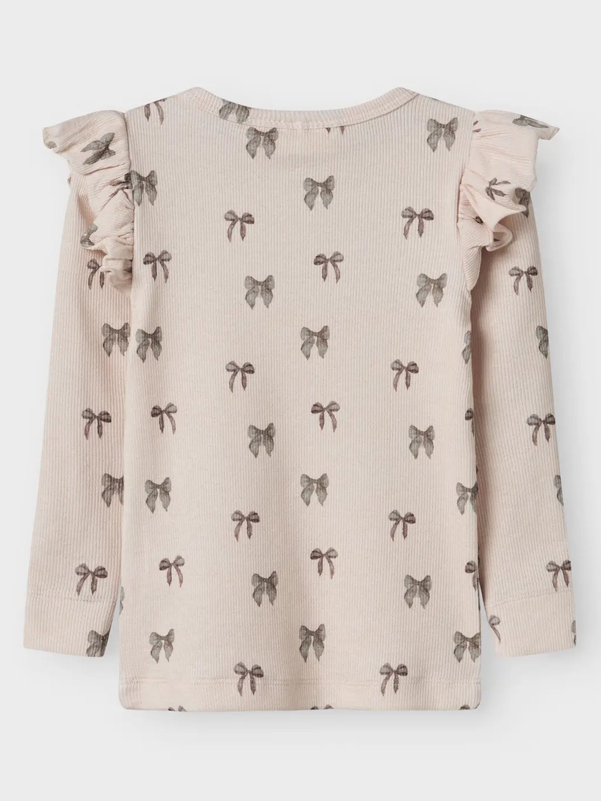 Lil- Atelier Gavo Eko Long Sleeve Slim Top Silver Peony BOW