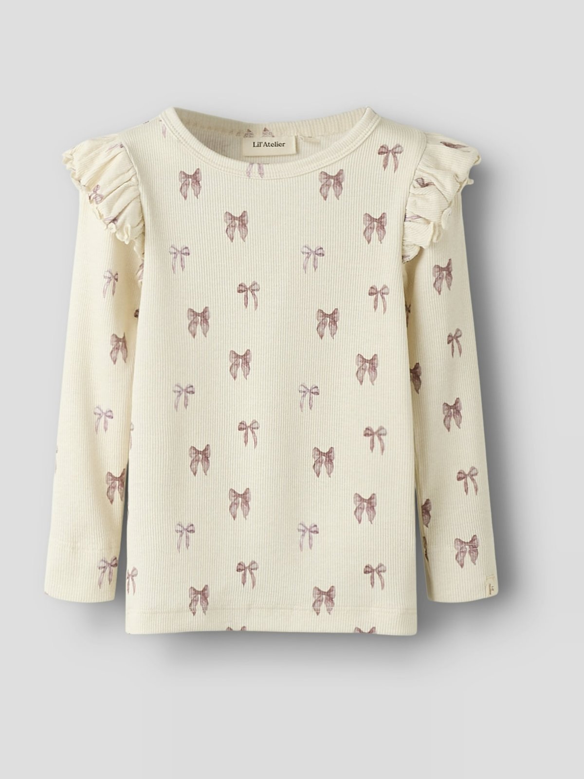 Lil- Atelier Gavo Eko Long Sleeve Slim Top Turtledove Bow