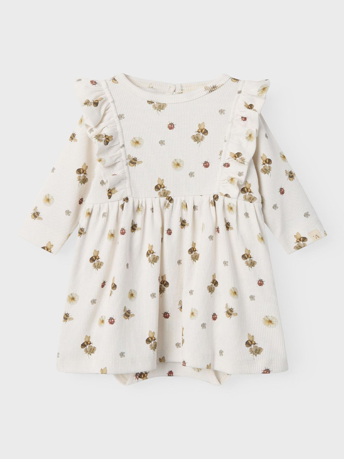 Lil' Atelier Lavo Ena Long Sleeve Body Dress Coconut Milk