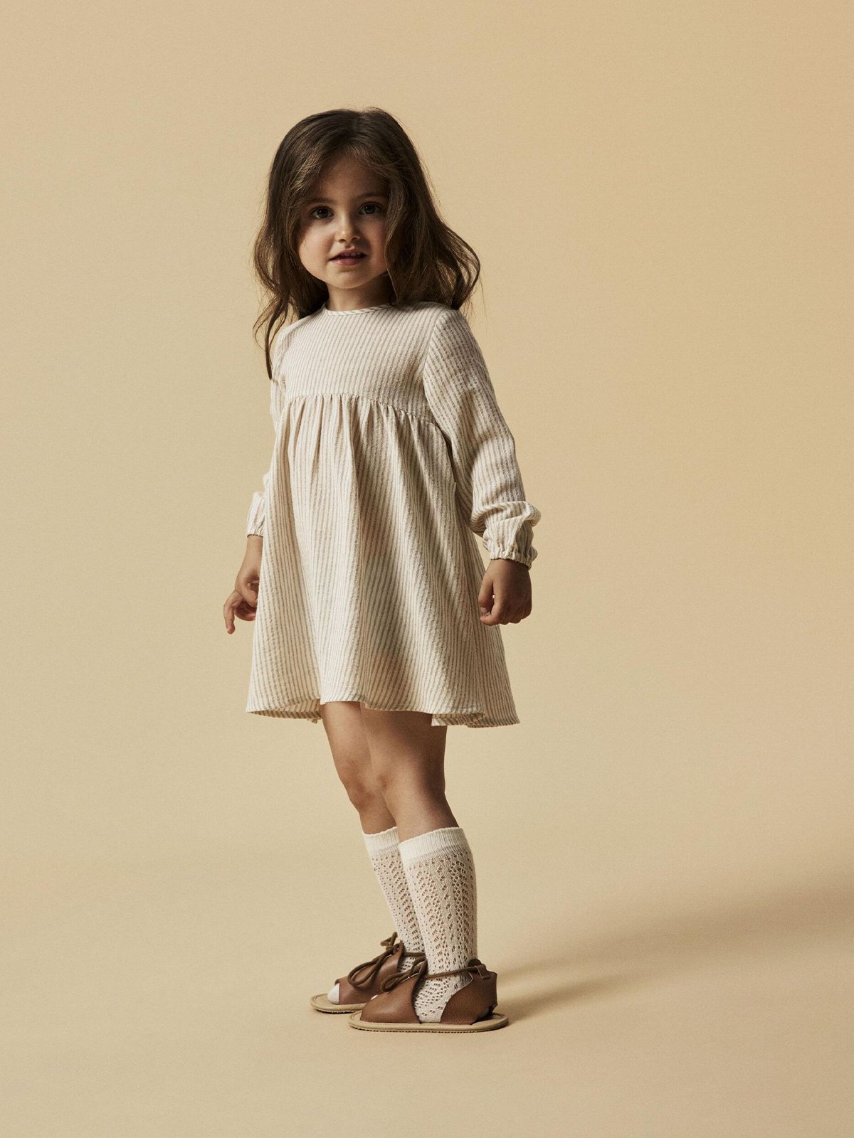 Lil- Atelier Lino Long Sleeve Loose Dress Coconut Milk