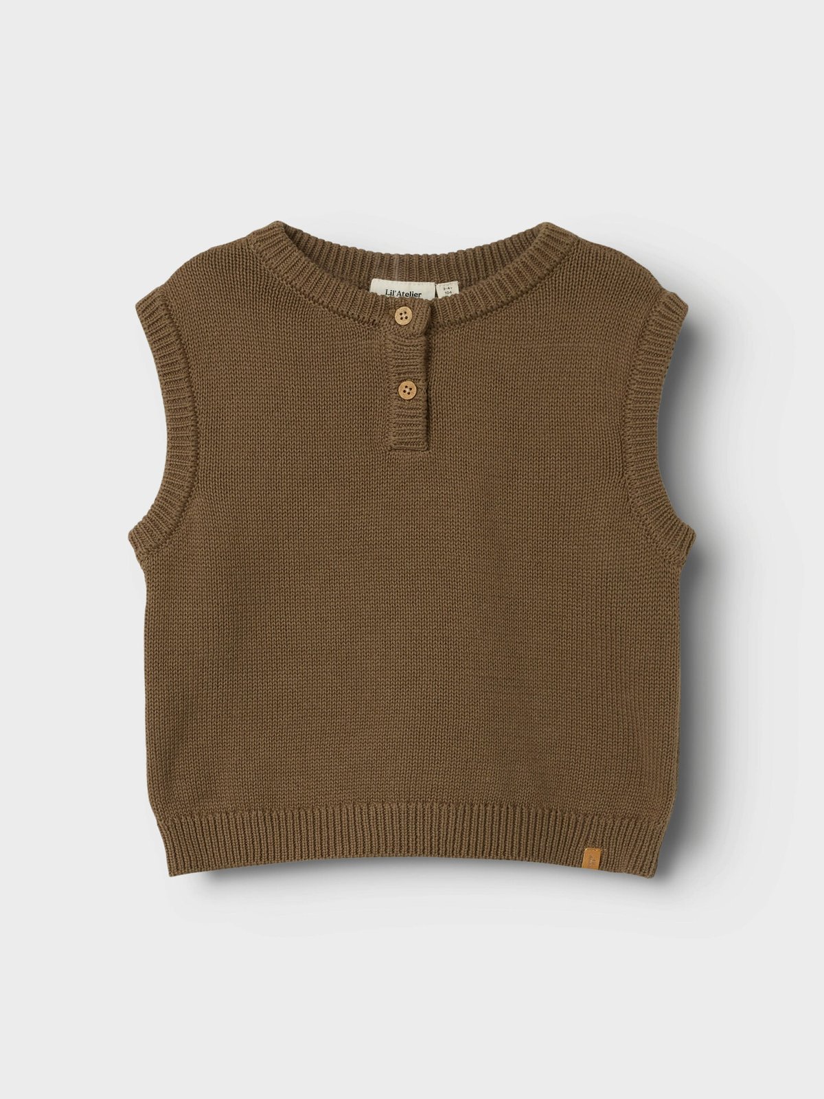 Lil' Atelier Ramlo Loose Short Knit Vest Shitake