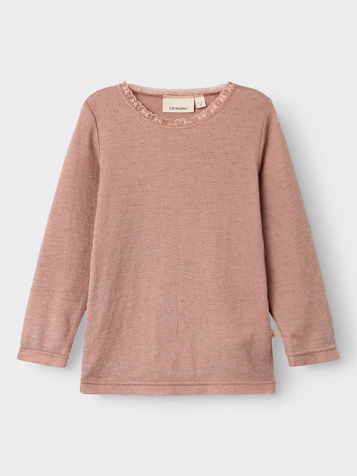 Lil- Atelier Noel Nab Wool Long Sleeve Slim Top Roebuck