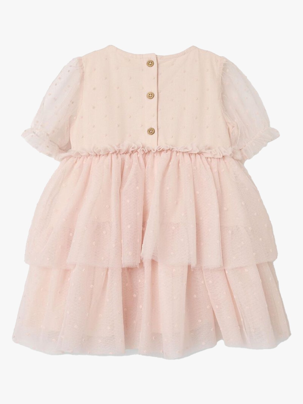 Lil' Atelier Frilla Short Sleeve Loose Tulle Dress Peach Blush