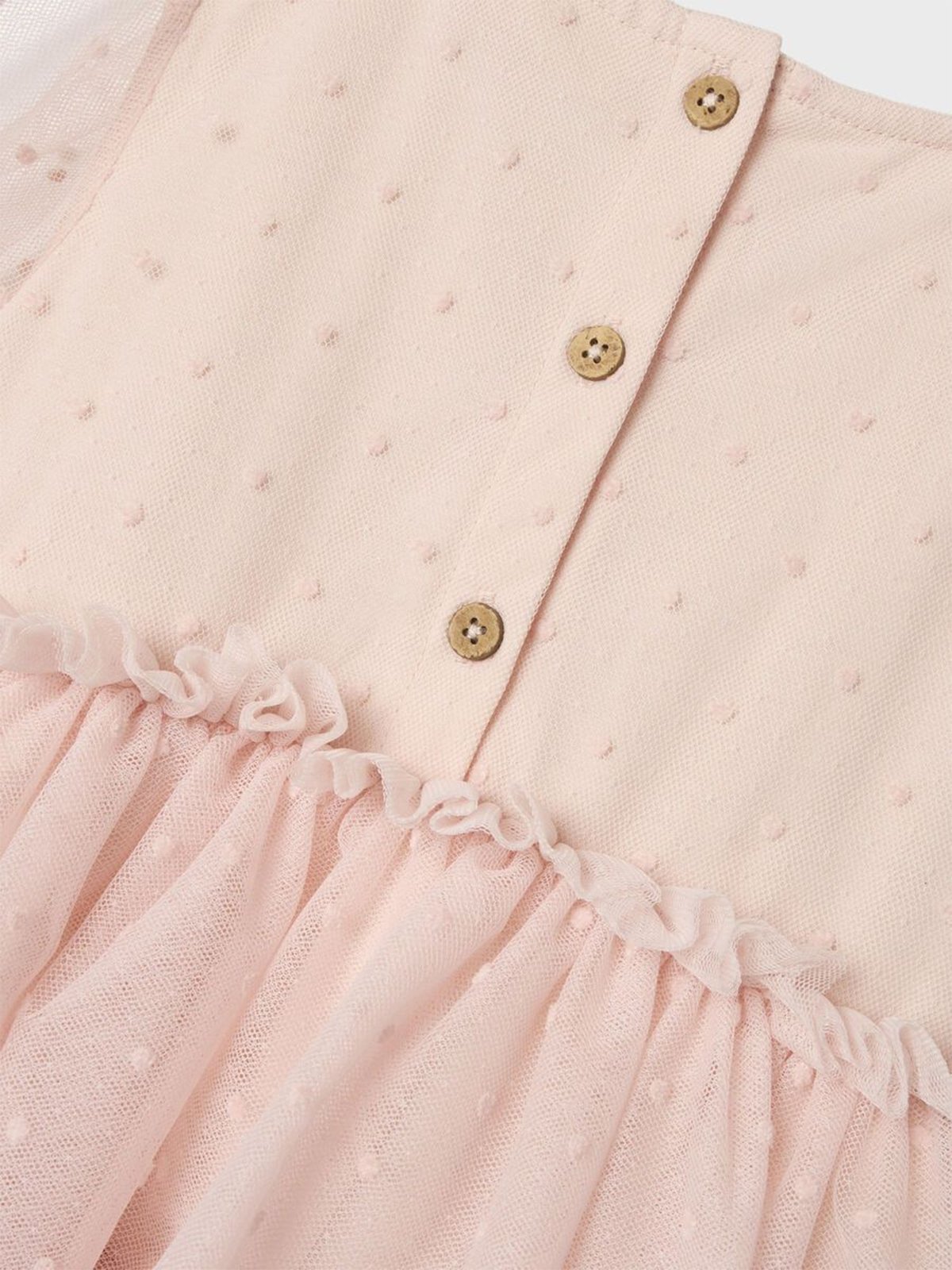 Lil' Atelier Frilla Short Sleeve Loose Tulle Dress Peach Blush