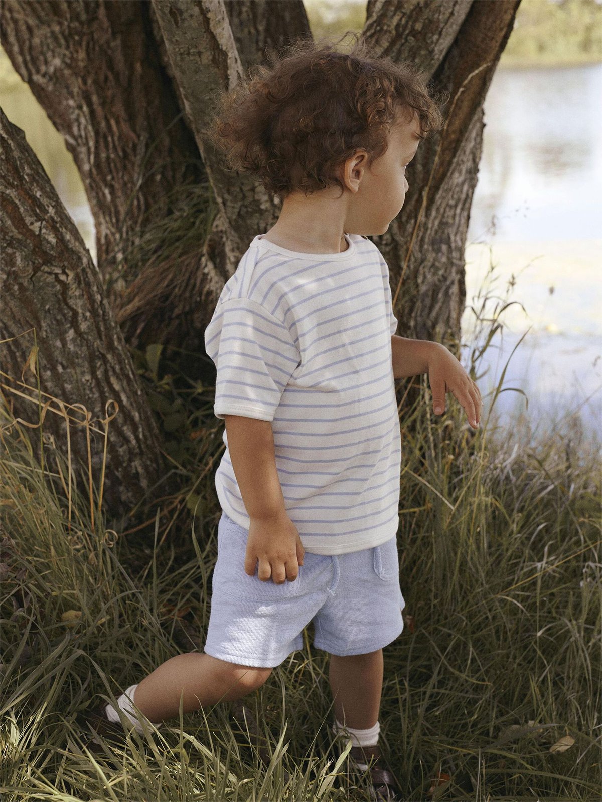 Lil- Atelier Geo Anm Short Sleeve Loose Top Zen Blue