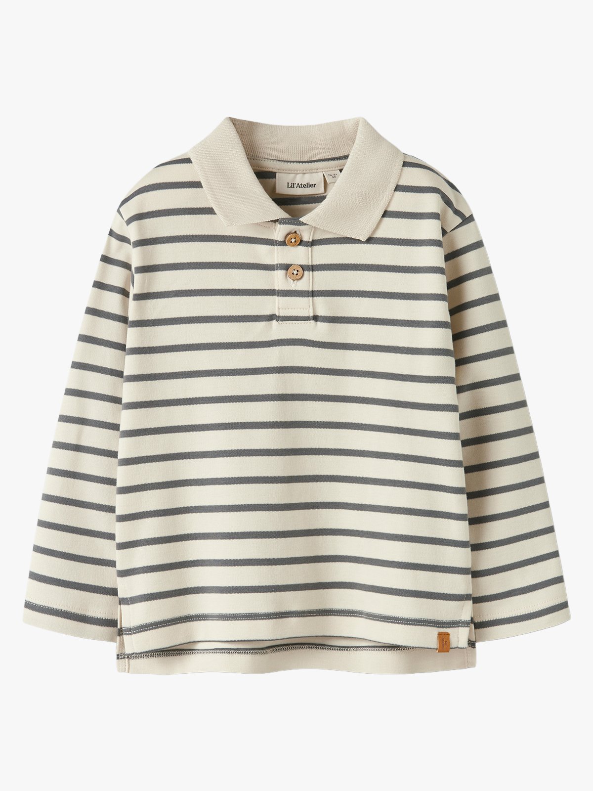 Lil- Atelier Limia Long Sleeve Loose Polo Top Turtledove