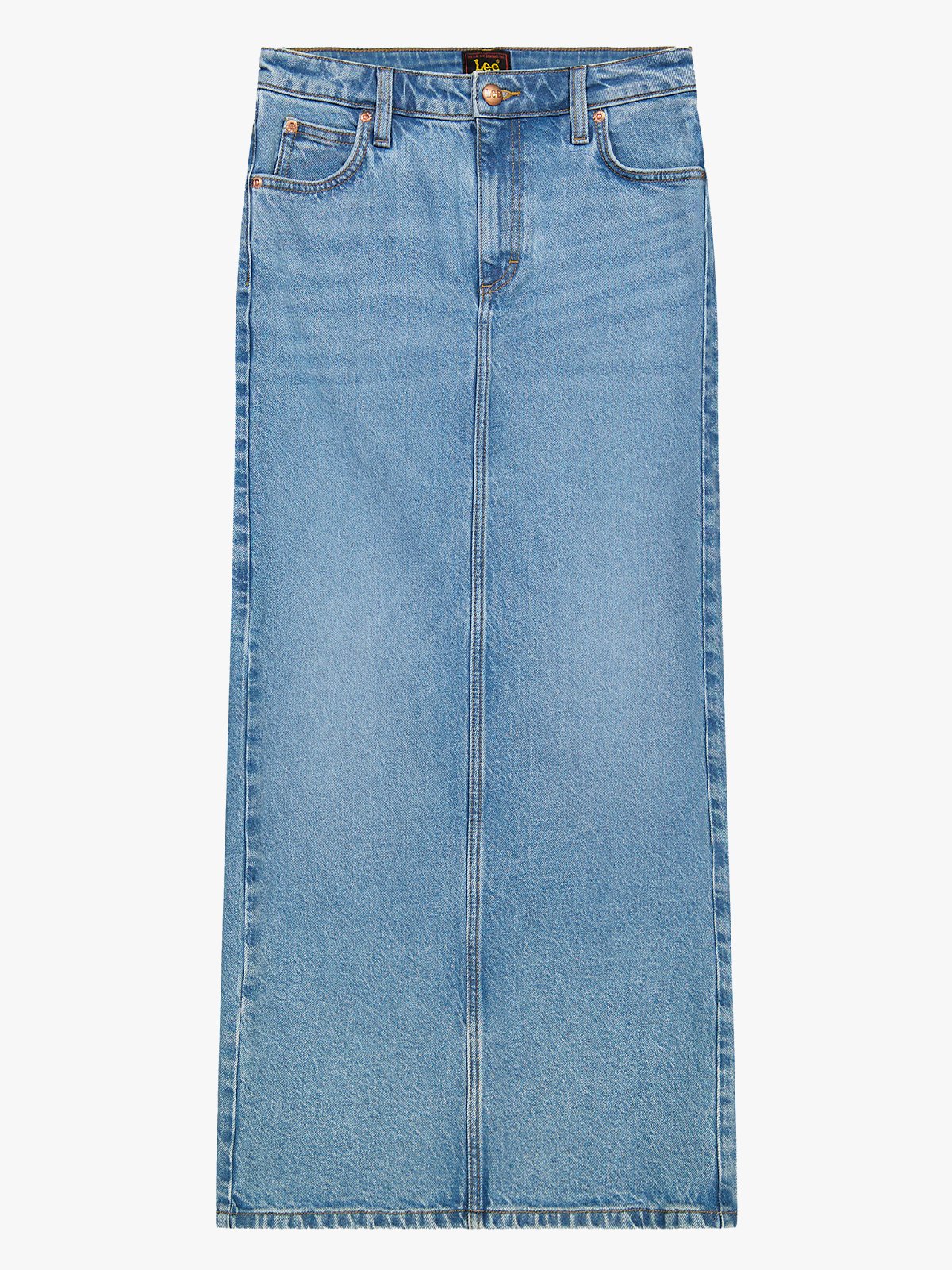 Lee Back Slit Maxi Skirt Tinted Blue