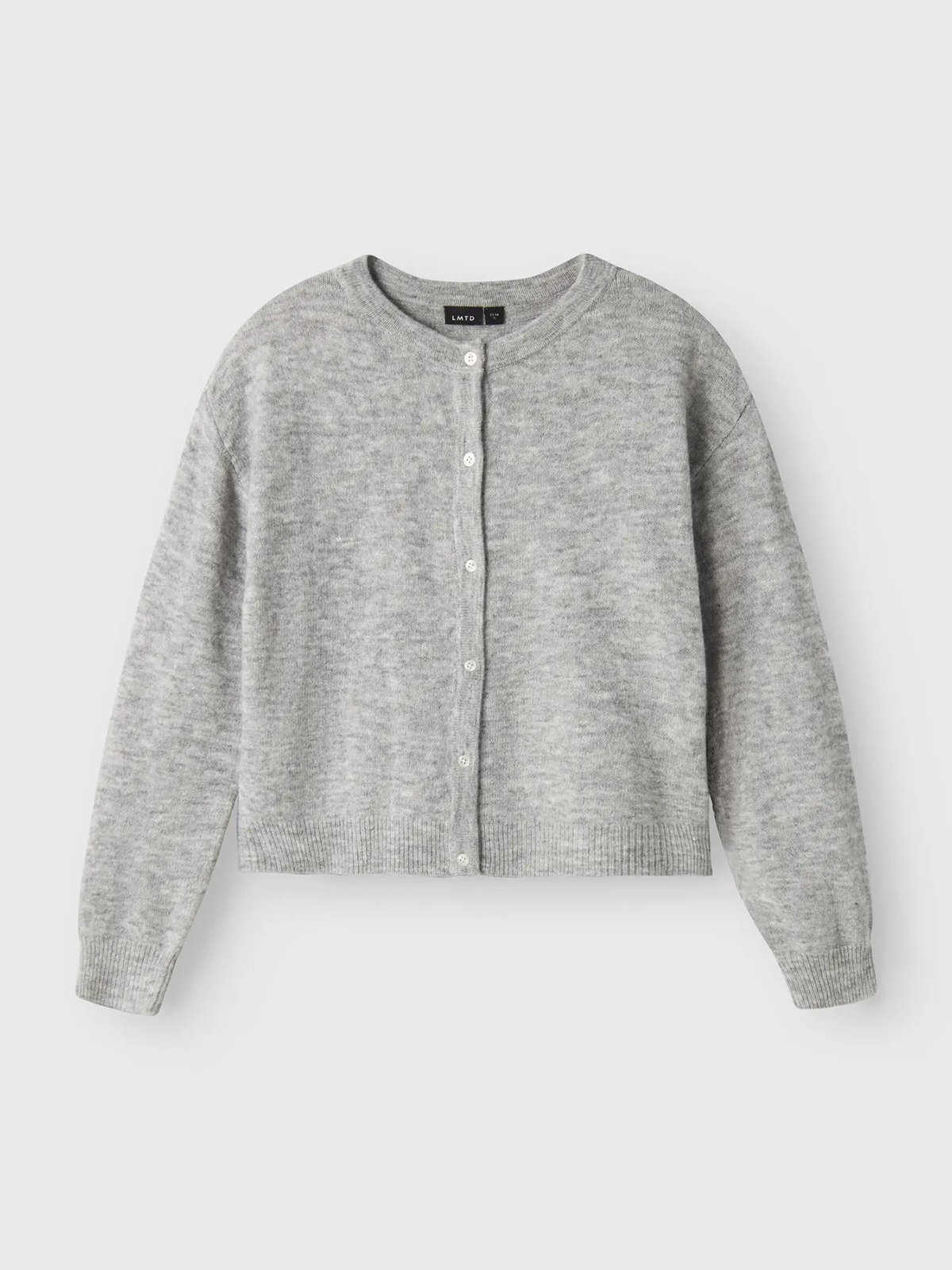 LMTD Lodet Long Sleeve Short Knit Cardigan Light Grey Melange