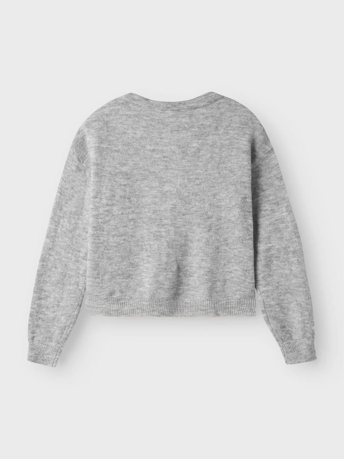 LMTD Lodet Long Sleeve Short Knit Cardigan Light Grey Melange