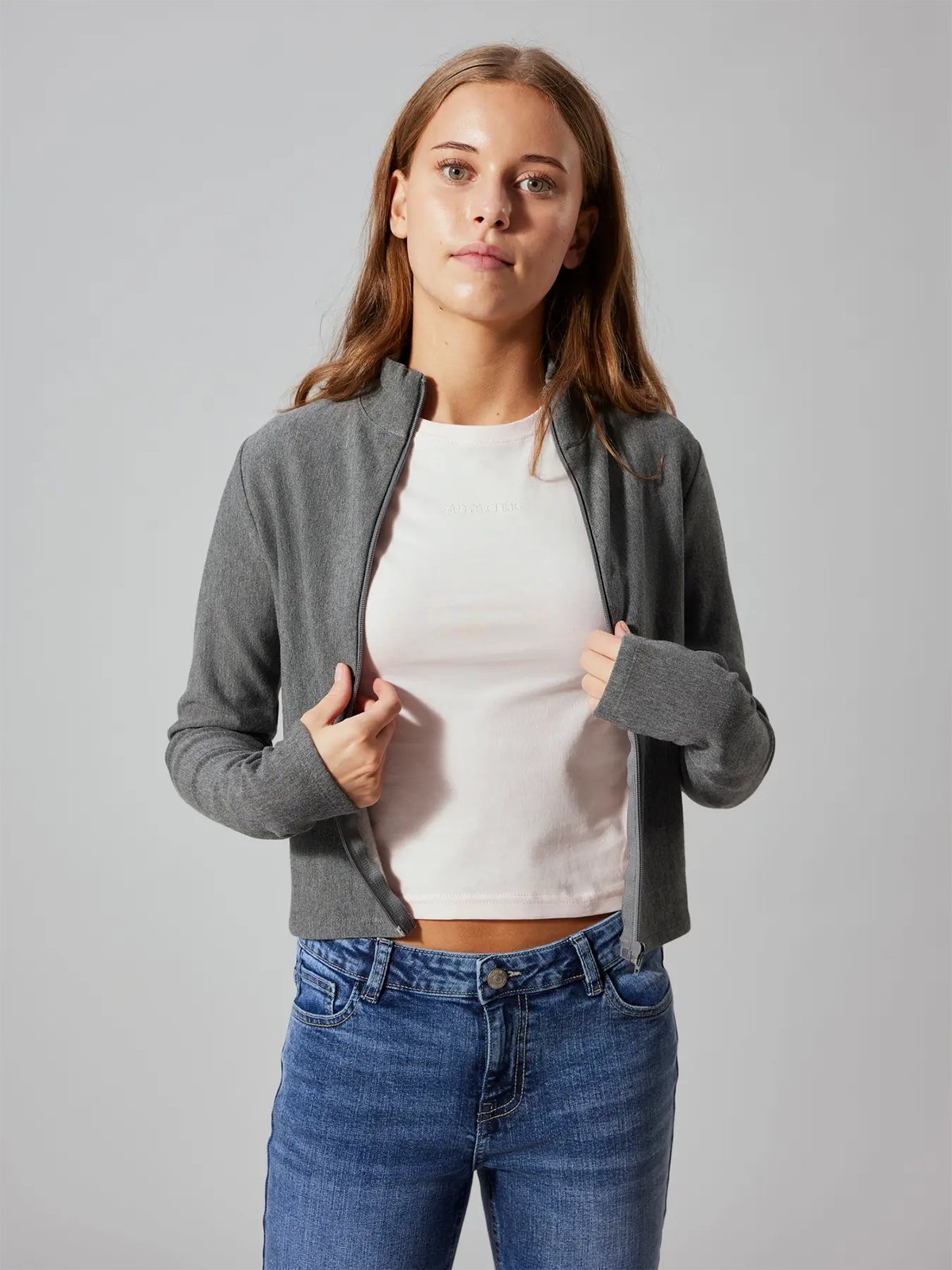 LMTD Lonja Long Sleeve Cardigan Dark Grey Melange