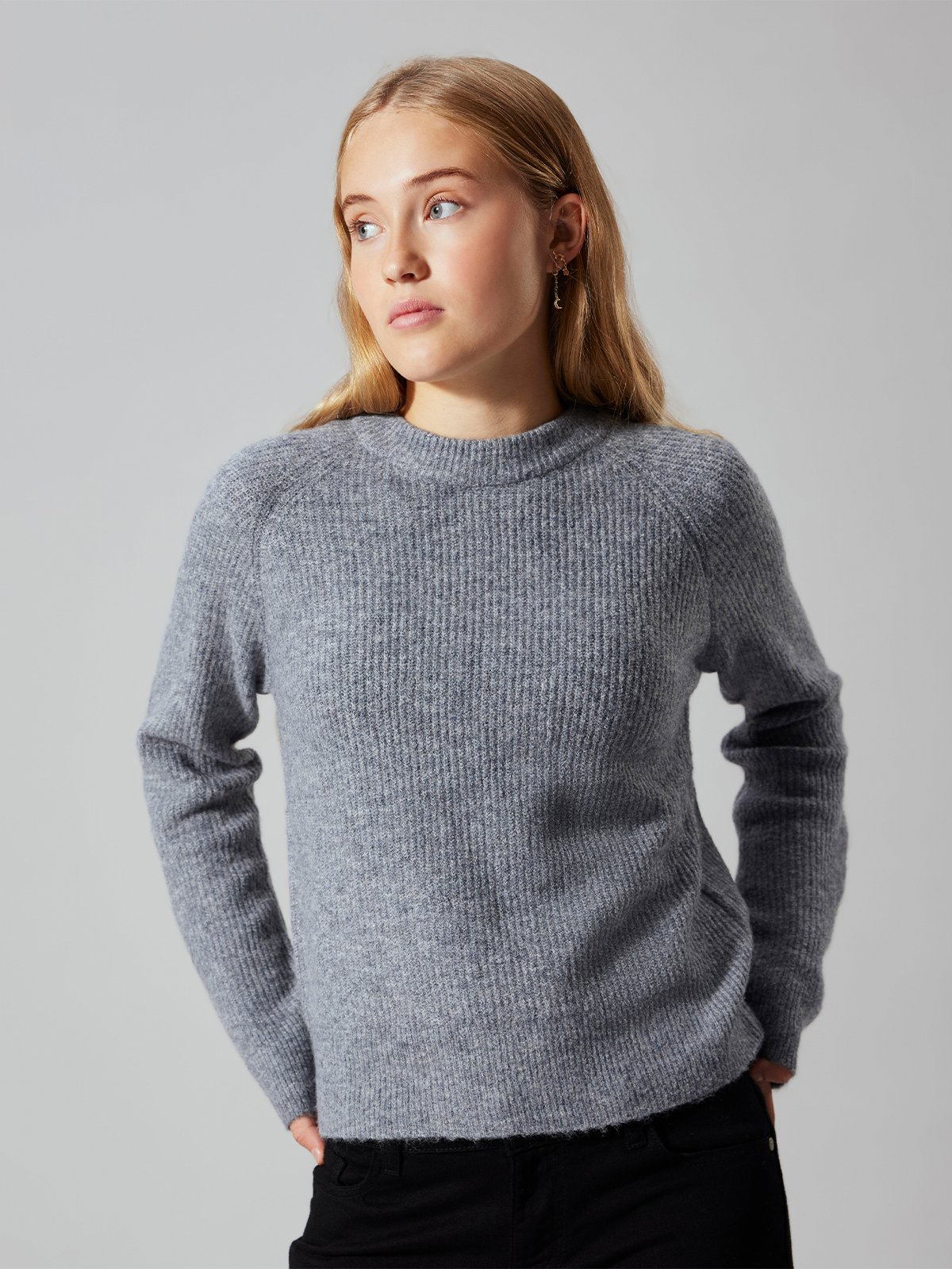 LMTD Kleave Long Sleeve Short Knit Grey Melange