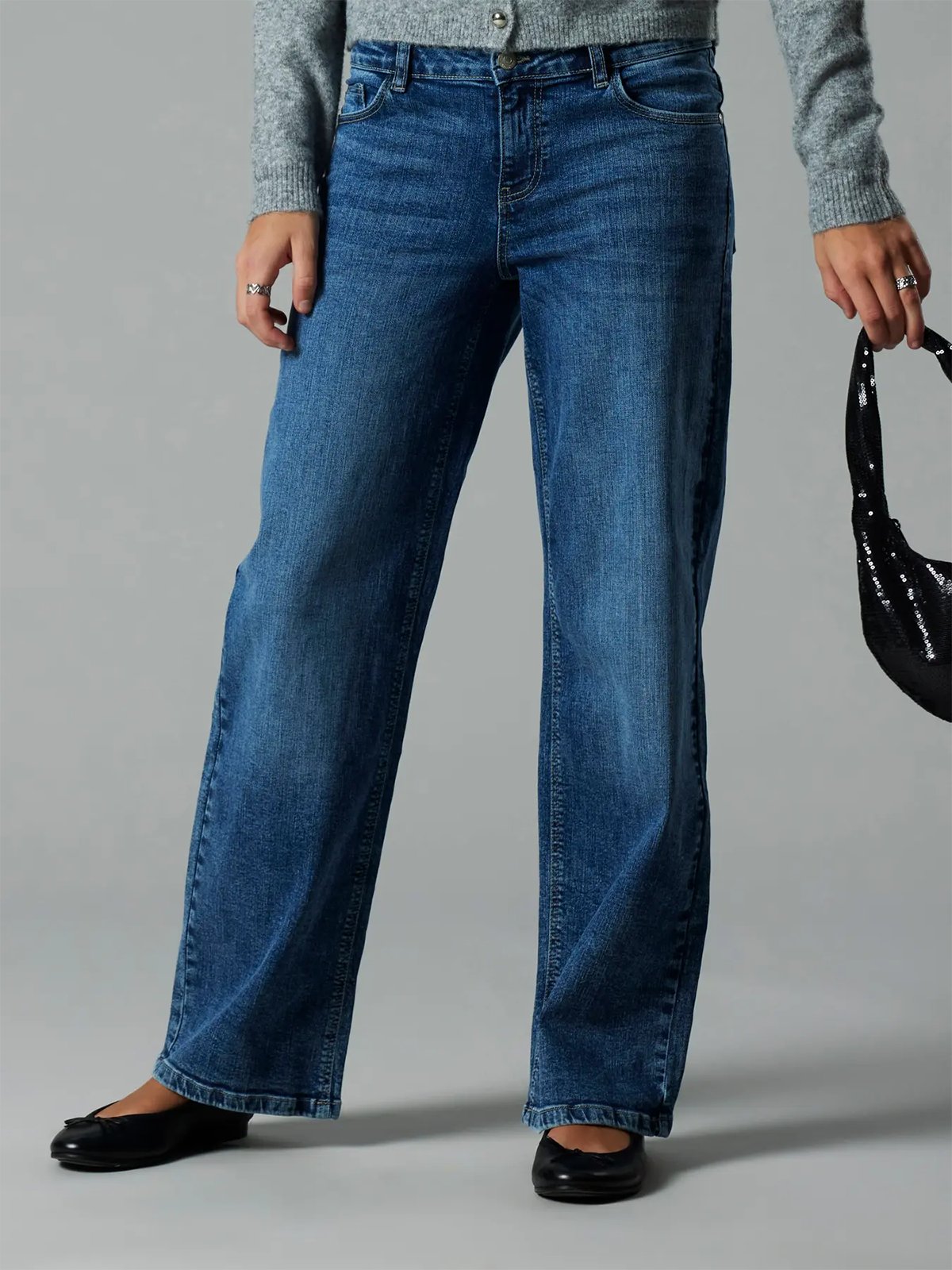 LMTD Bli Denim Low Waist Straight Pant Medium Blue Denim