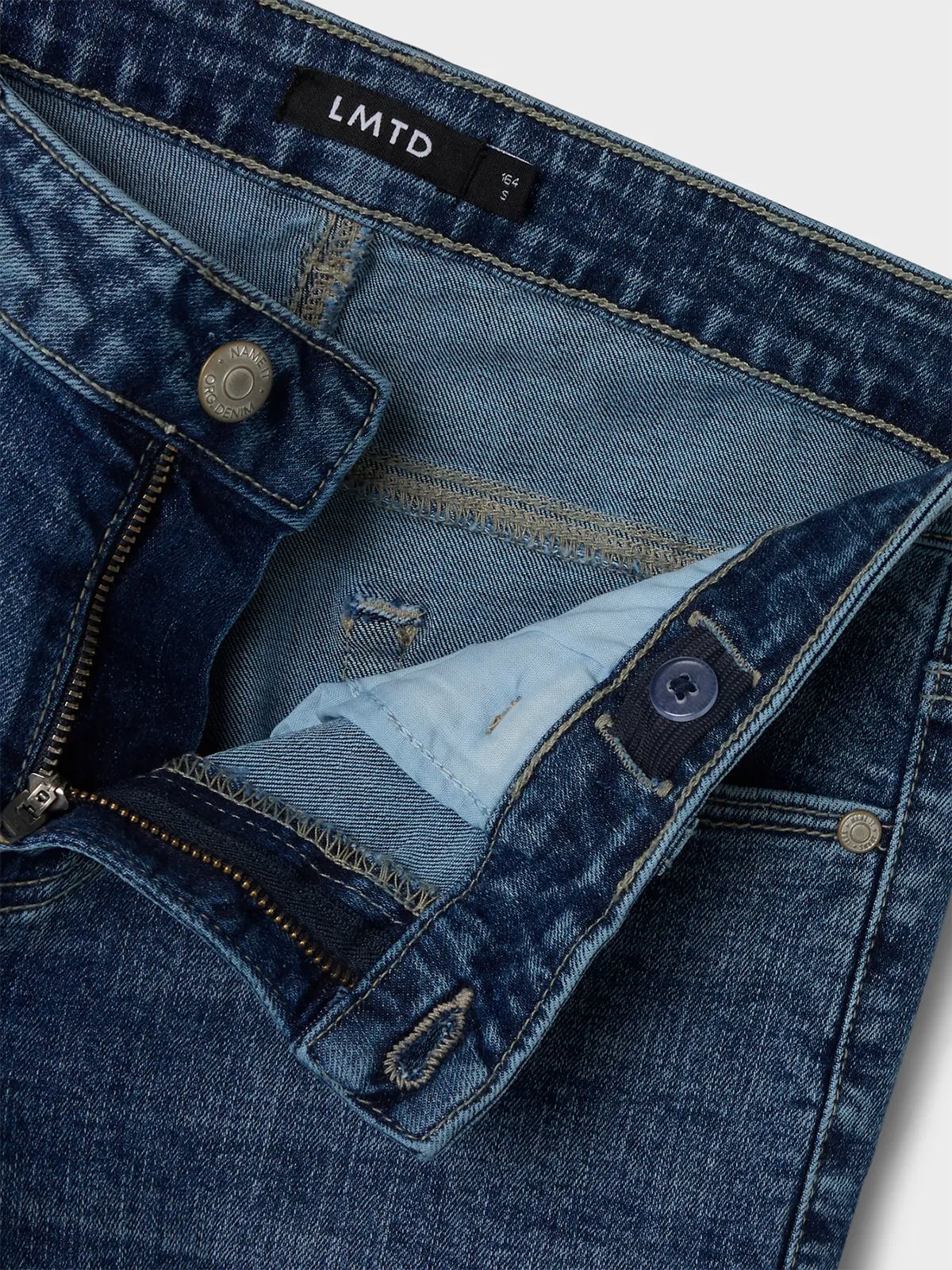 LMTD Bli Denim Low Waist Straight Pant Medium Blue Denim