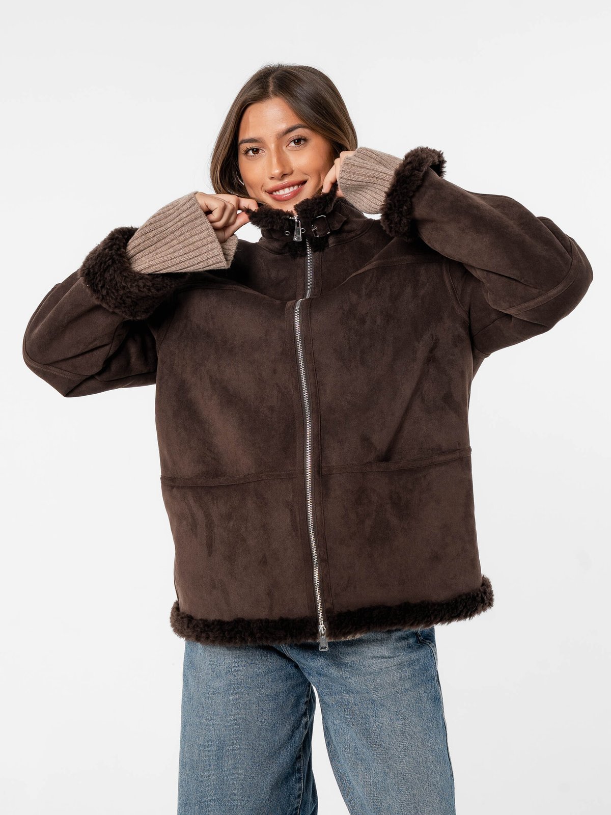 Løøv Erica Shearling Jacket Brown